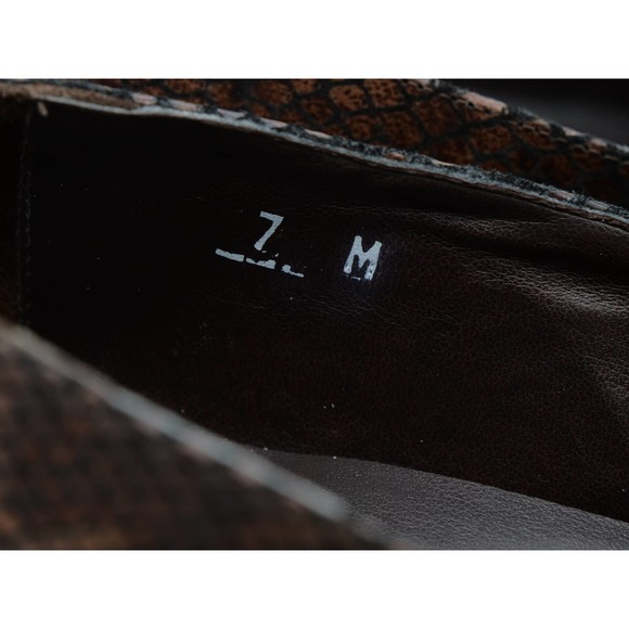 Sesto Meucci Loafers Womens 7 Brown Leather Snake Embossed Slip On Square Toe - Picture 10 of 12
